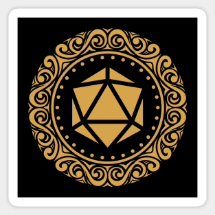 Monogram Polyhedral D20 Dice Emblem Gold Tabletop RPG Gaming Sticker